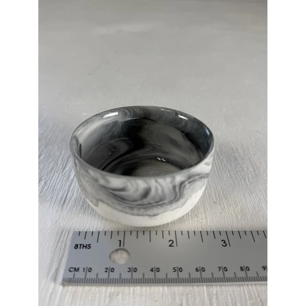 CB2 Swirl Black & White Mini Bowl Side Sauce Cup By Jennifer Fisher Marble Look